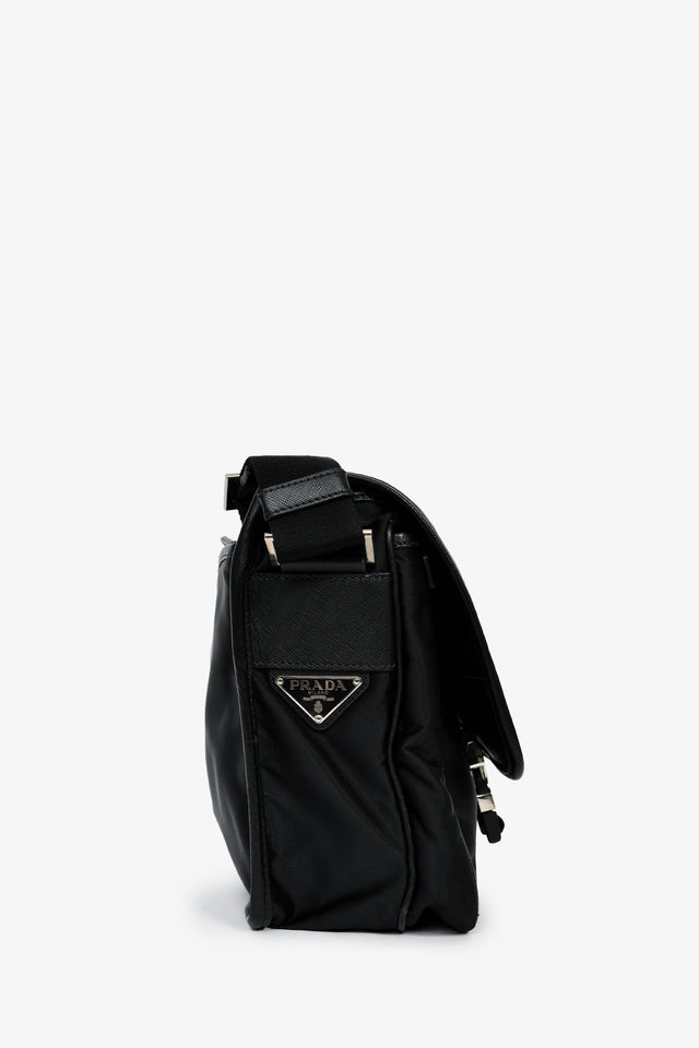 Prada Black Tessuto Flap Messenger Bag