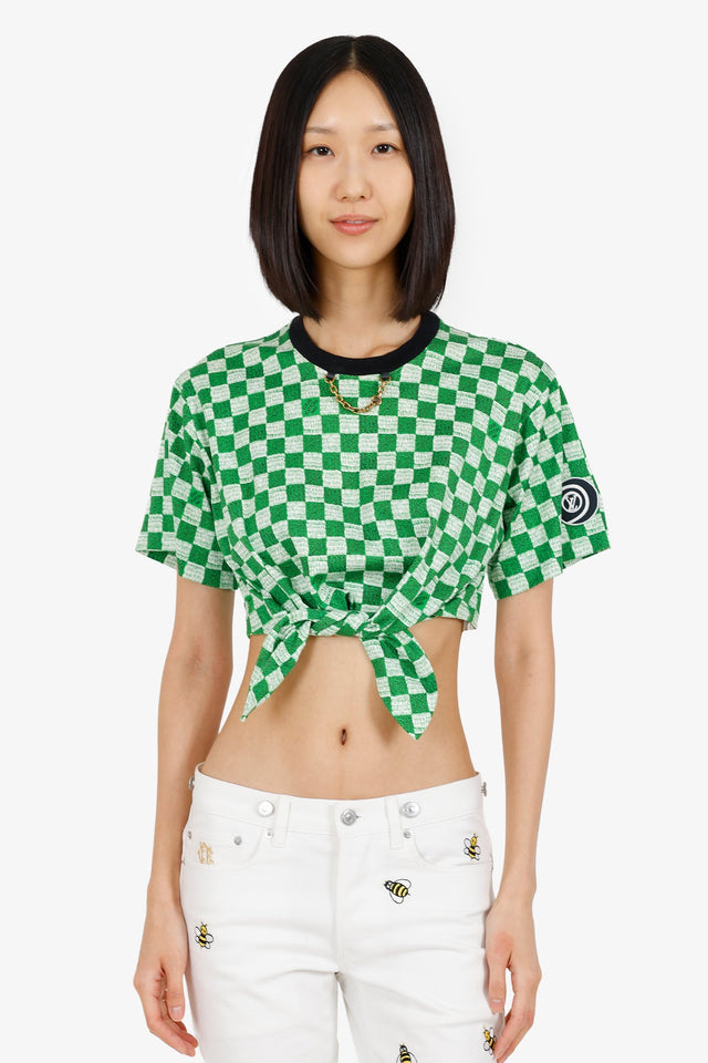 Louis Vuitton Green Damier Cropped T-Shirt Size XS
