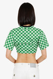 Louis Vuitton Green Damier Cropped T-Shirt Size XS