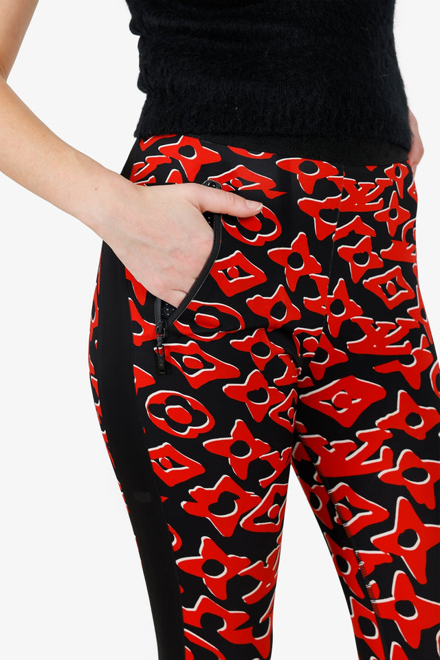 Louis Vuitton X Urs Fischer Red/Black Printed Jersey Leggings Size 36