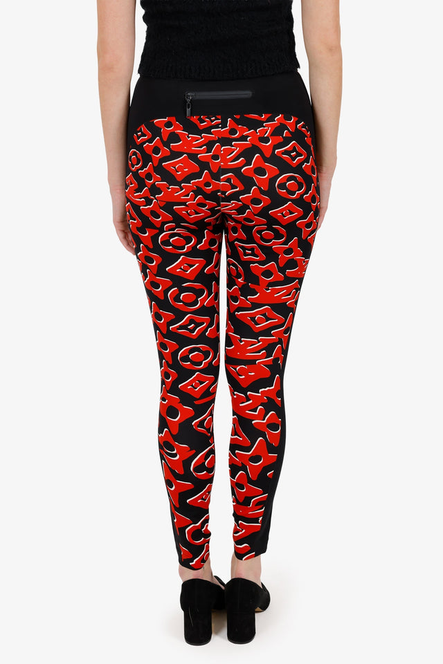 Louis Vuitton X Urs Fischer Red/Black Printed Jersey Leggings Size 36