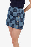 Louis Vuitton Blue Damier Denim Mini Skirt Size 36 'Altered'