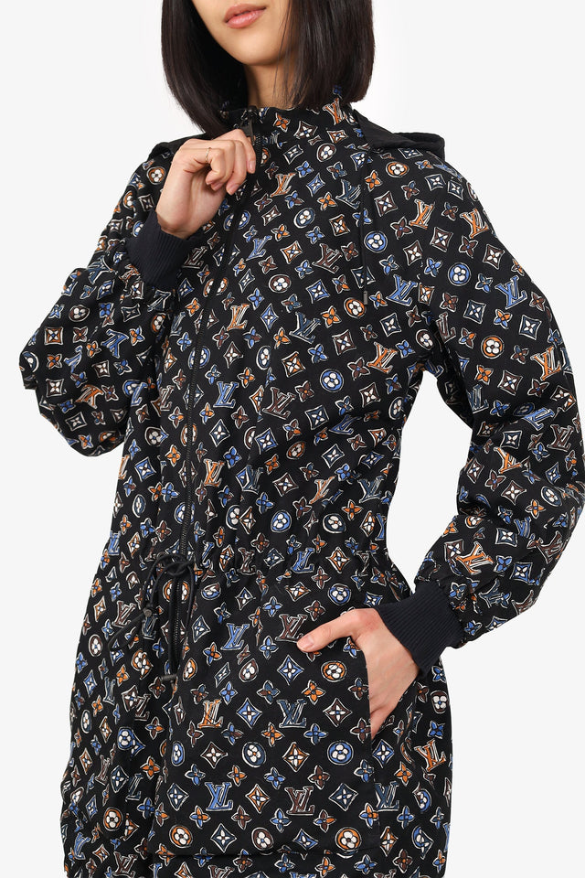 Louis Vuitton Black Monogram Reversible Zip-up Jacket Size 40