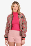 Louis Vuitton Pink Damier Tweed Cropped Bomber Jacket Size XS