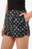 Louis Vuitton Black/White Nylon Monogram Shorts Size 34