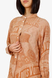 Louis Vuitton Brown Silk Vintage Print Button Down Shirt Size 36