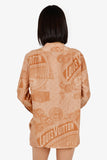 Louis Vuitton Brown Silk Vintage Print Button Down Shirt Size 36