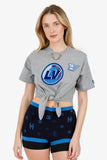 Louis Vuitton Grey Earth Embroidered Letter Cropped T-Shirt Size XS