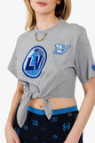 Louis Vuitton Grey Earth Embroidered Letter Cropped T-Shirt Size XS