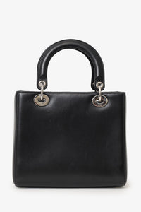 Christian Dior 2016 Black Smooth Calfskin Embellished Dragonfly Medium Lady Dior