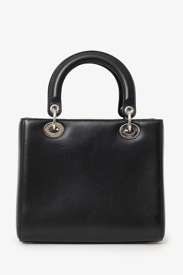 Christian Dior 2016 Black Smooth Calfskin Embellished Dragonfly Medium Lady Dior
