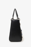 Christian Dior 2016 Black Smooth Calfskin Embellished Dragonfly Medium Lady Dior