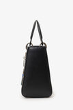Christian Dior 2016 Black Smooth Calfskin Embellished Dragonfly Medium Lady Dior