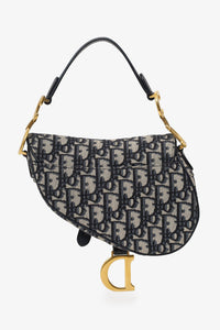 Christian Dior 2018 Blue Oblique Jacquard Mini Saddle Bag With Strap