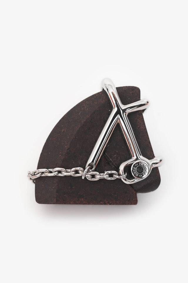 Hermes Brown Vulcanium/Palladium Plated 'Cheval Badge' Brooch