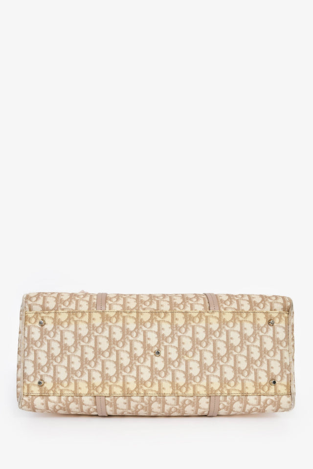 Christian Dior 2005 Beige/White Coated Canvas Diorissimo Romantique Shoulder Bag