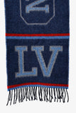 Louis Vuitton Navy/Red Wool/Cashmere Logo Fringe Scarf