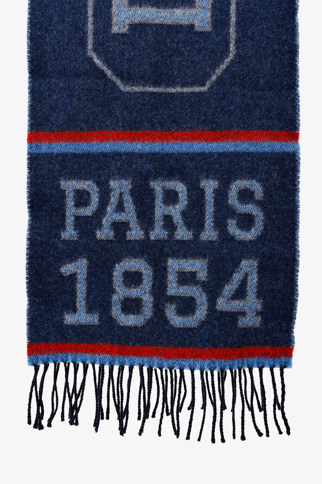 Louis Vuitton Navy/Red Wool/Cashmere Logo Fringe Scarf