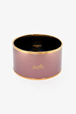 Hermes Mauve/Gold Toned Enamel Extra Wide Bangle