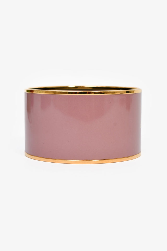 Hermes Mauve/Gold Toned Enamel Extra Wide Bangle