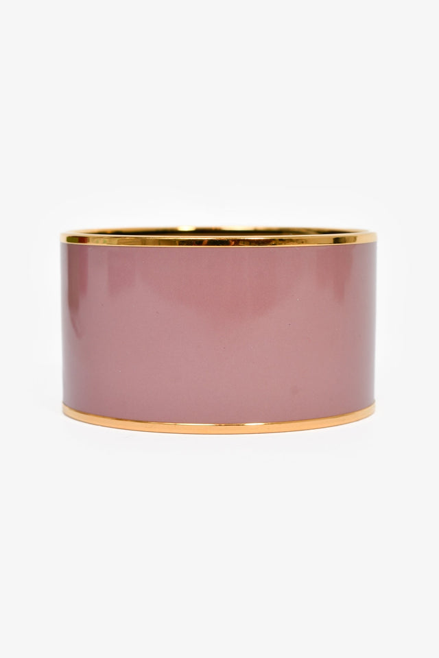 Hermes Mauve/Gold Toned Enamel Extra Wide Bangle