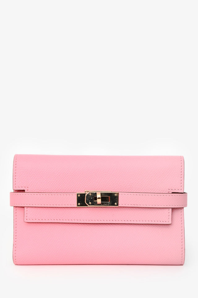 Hermes 2016 Pink Epsom Leather Kelly Depliant Medium Trifold Wallet