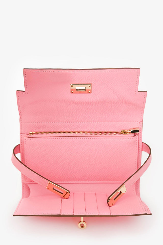 Hermes 2016 Pink Epsom Leather Kelly Depliant Medium Trifold Wallet