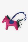 Hermes 2017 Fuschia/Dark Green Leather Rodeo MM Charm