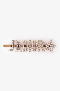 Christian Dior Aged Gold Tone Metal Crystal Embellished J'ADior Hair Clip