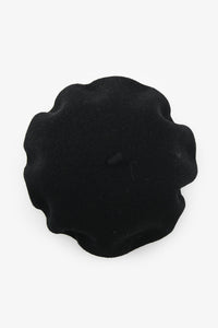 Christian Dior Black Wool CD Embroidered Beret Hat Size T4