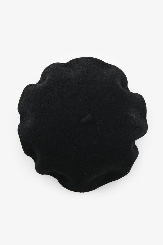Christian Dior Black Wool CD Embroidered Beret Hat Size T4