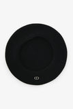 Christian Dior Black Wool CD Embroidered Beret Hat Size T4
