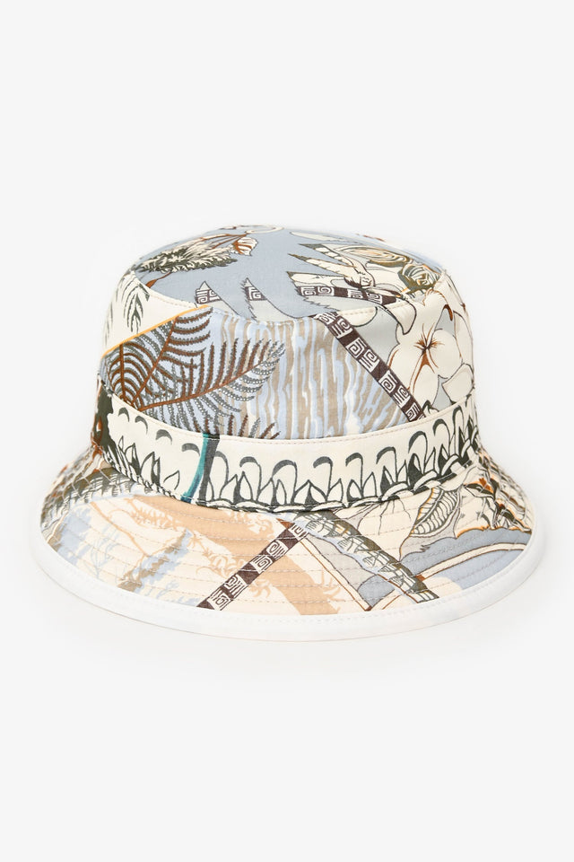 Hermes White Foliate Patterned Bucket Hat Size 56