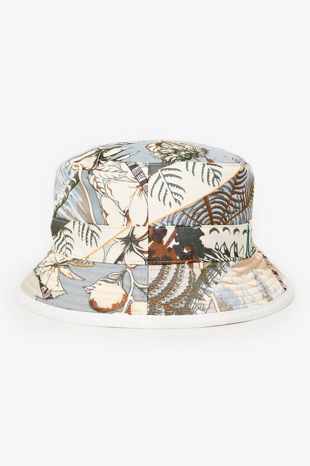 Hermes White Foliate Patterned Bucket Hat Size 56