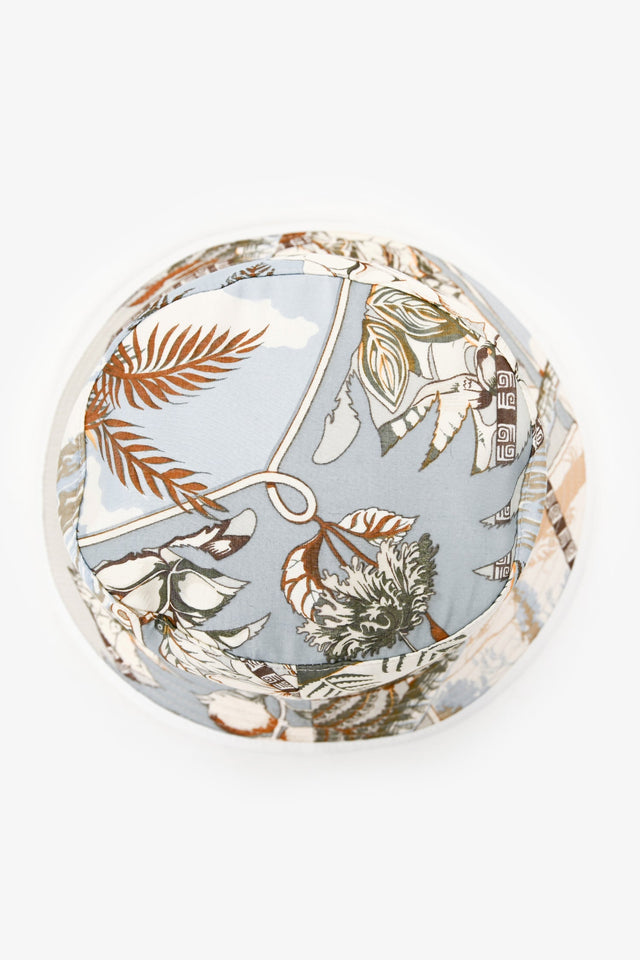 Hermes White Foliate Patterned Bucket Hat Size 56