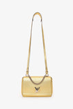 Louis Vuitton 2017 Gold Metallic Taurillon Leather 'LockMe' BB Chain Bag with Strap