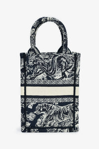 Christian Dior Navy/Cream 'Toile de Jouy' Vertical Mini Book Tote