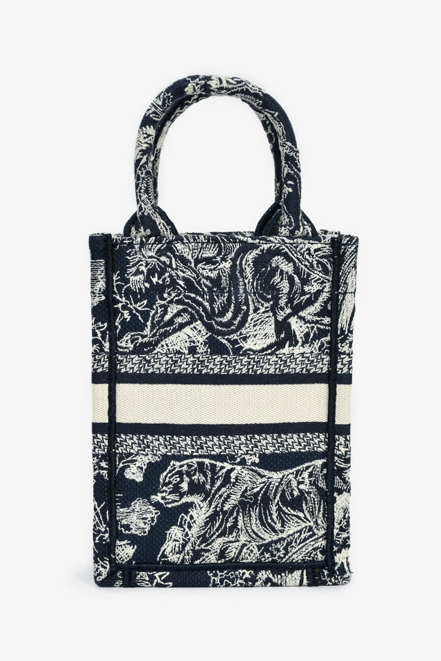 Christian Dior Navy/Cream 'Toile de Jouy' Vertical Mini Book Tote