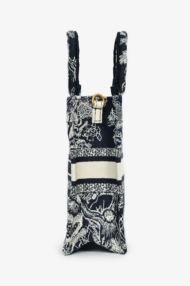 Christian Dior Navy/Cream 'Toile de Jouy' Vertical Mini Book Tote