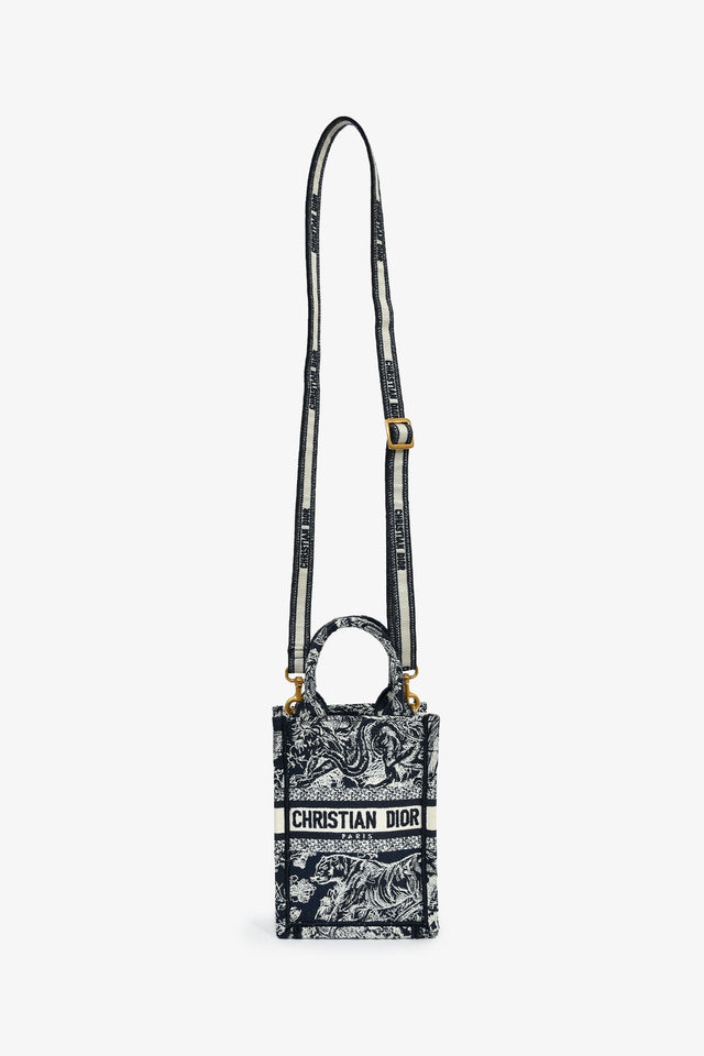 Christian Dior Navy/Cream 'Toile de Jouy' Vertical Mini Book Tote