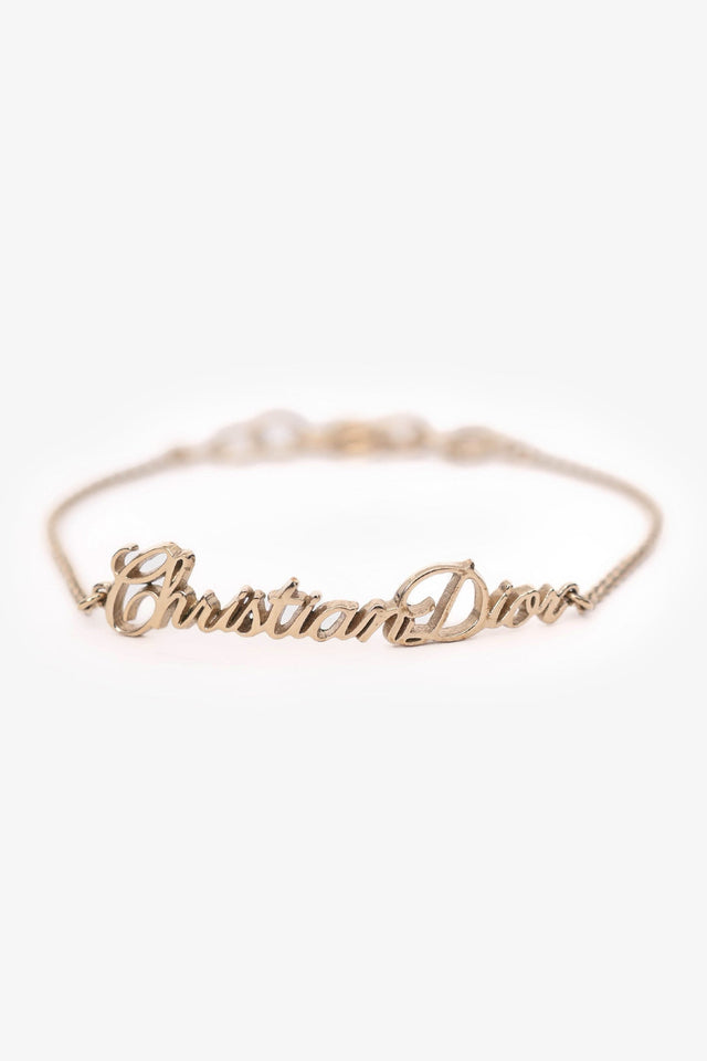 Christian Dior Gold Tone Logo Bracelet