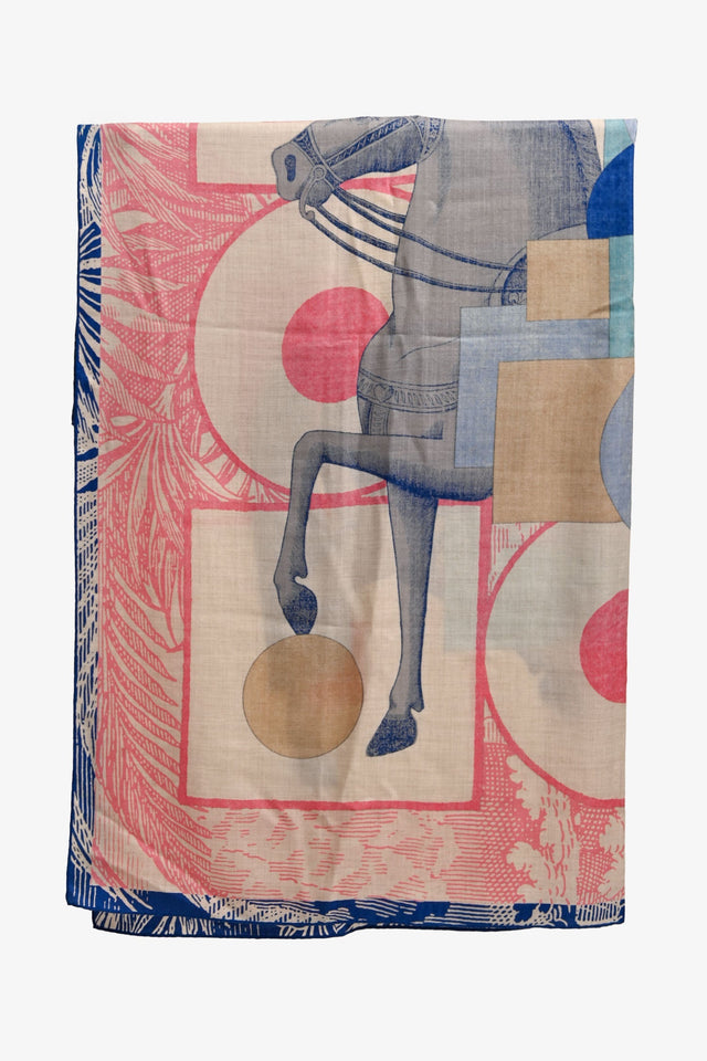 Hermes Pink Multicolour Cashmere/Silk 'Cavalier en Formes' 140