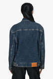Louis Vuitton Blue Distressed Denim Logo Jacket Size 34