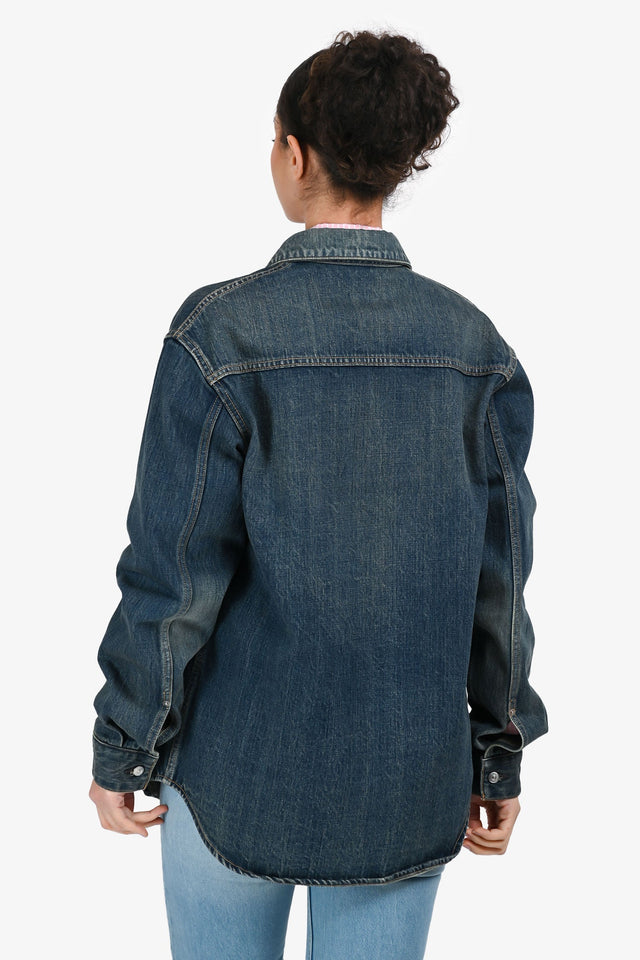 Christian Dior 2021 Blue Denim '1947' Patch Jacket Size 38