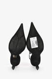 Prada Black Leather Logo-Plaque Slingback Heels Size 38.5