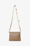 Louis Vuitton Taupe Handbag With Canvas Strap And Gold Chain