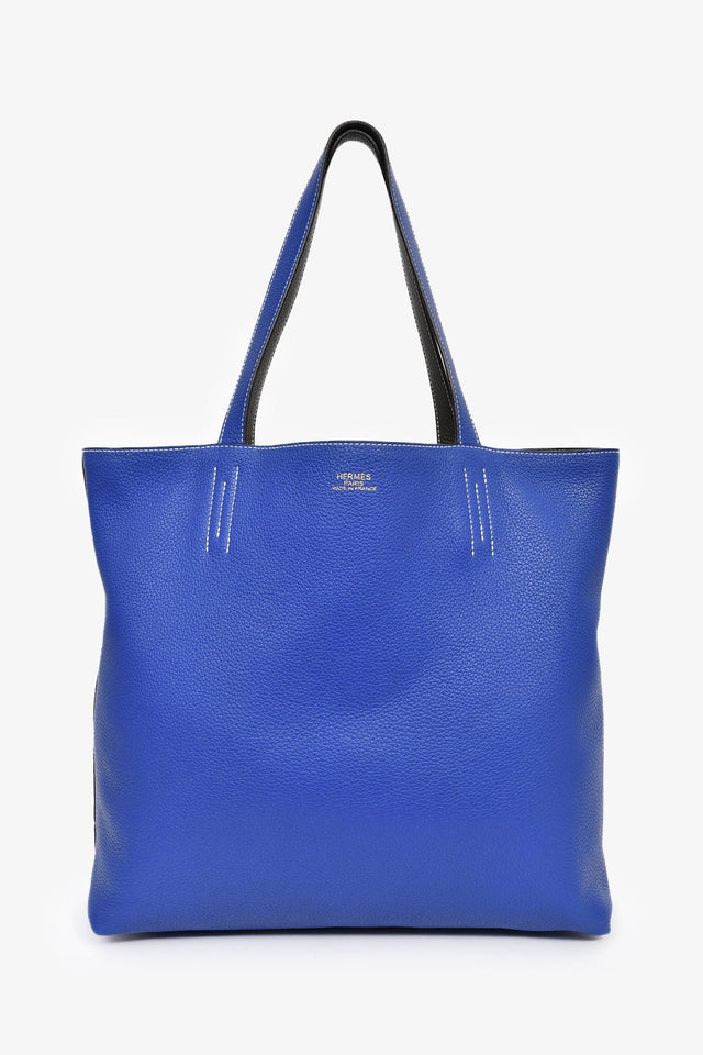 Hermes Blue/Grey Leather Reversible Tote