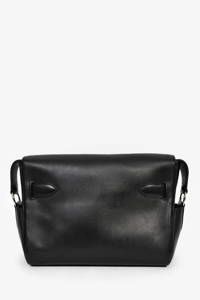 Hermes 2025 Black Leather Kelly PM Messenger Bag