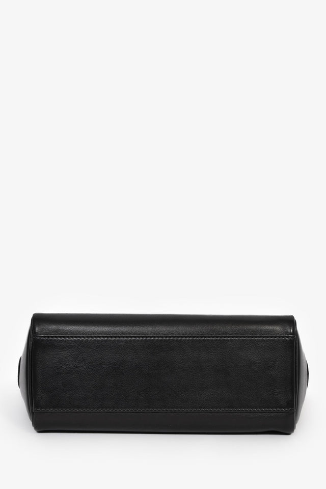 Hermes 2025 Black Leather Kelly PM Messenger Bag