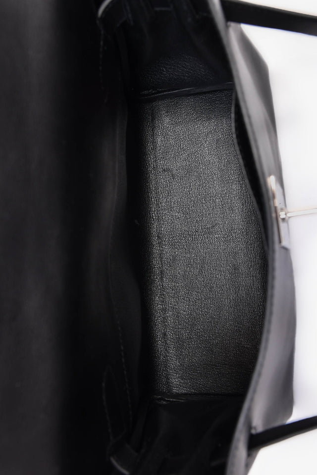 Hermes 2025 Black Leather Kelly PM Messenger Bag